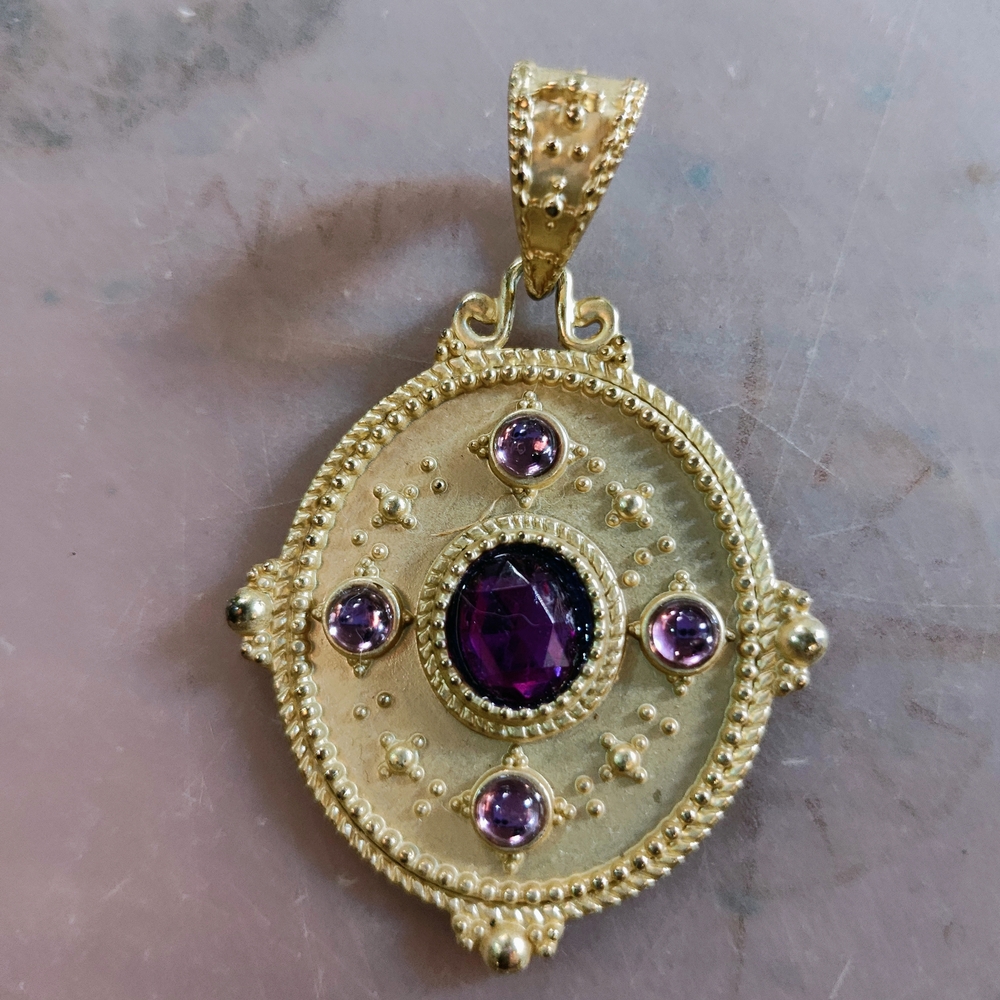 Vintage Gold And Purple Pendant